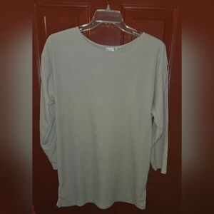 Women's Sz XL Kristin Paige Ribbed Tunic Top Beige Long Sleeved
